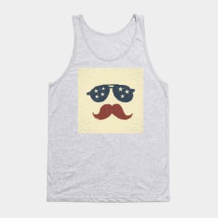 Sunglasses with stars and moustache Tank Top